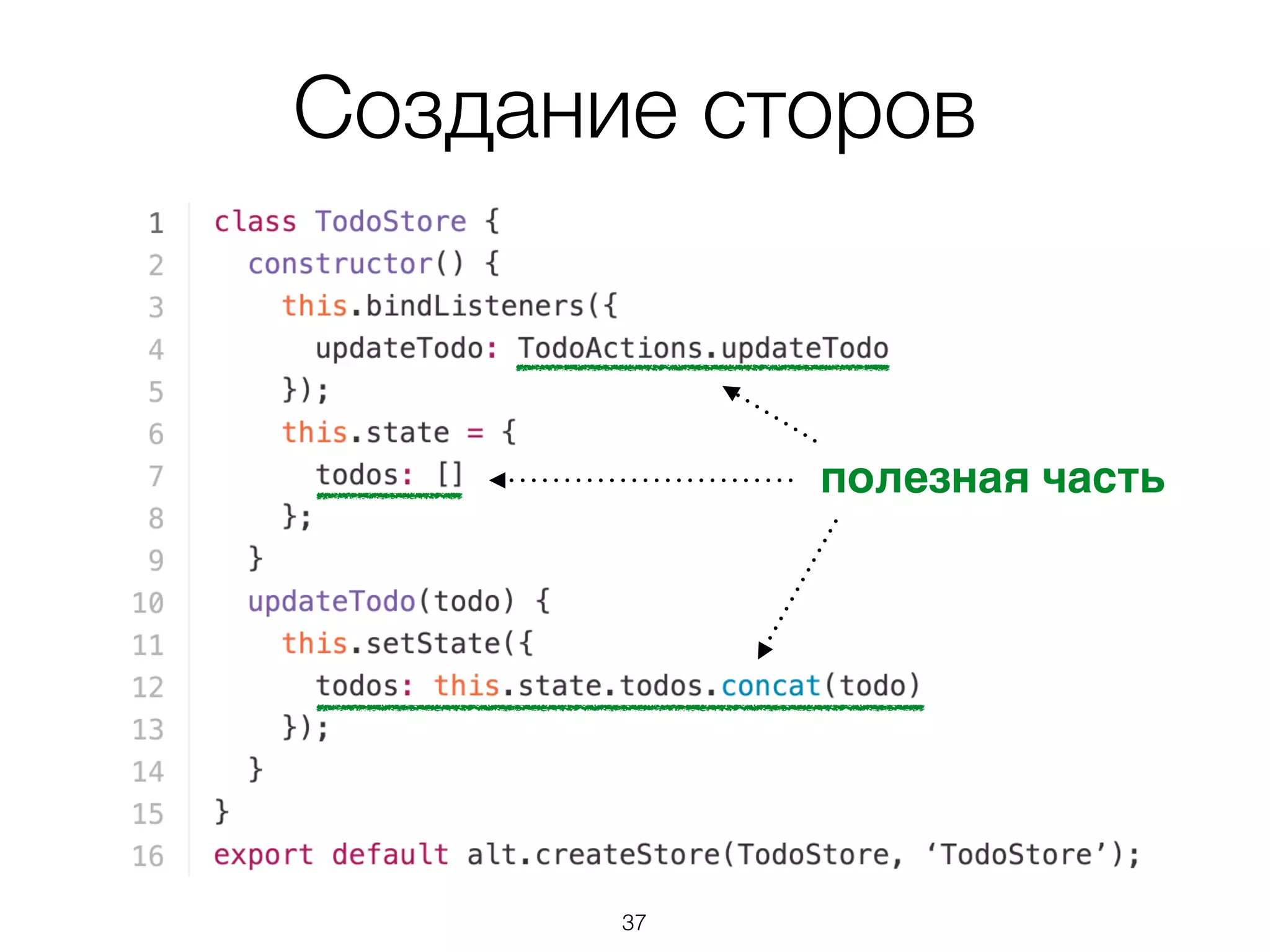 Создание сторов
полезная часть
37
 