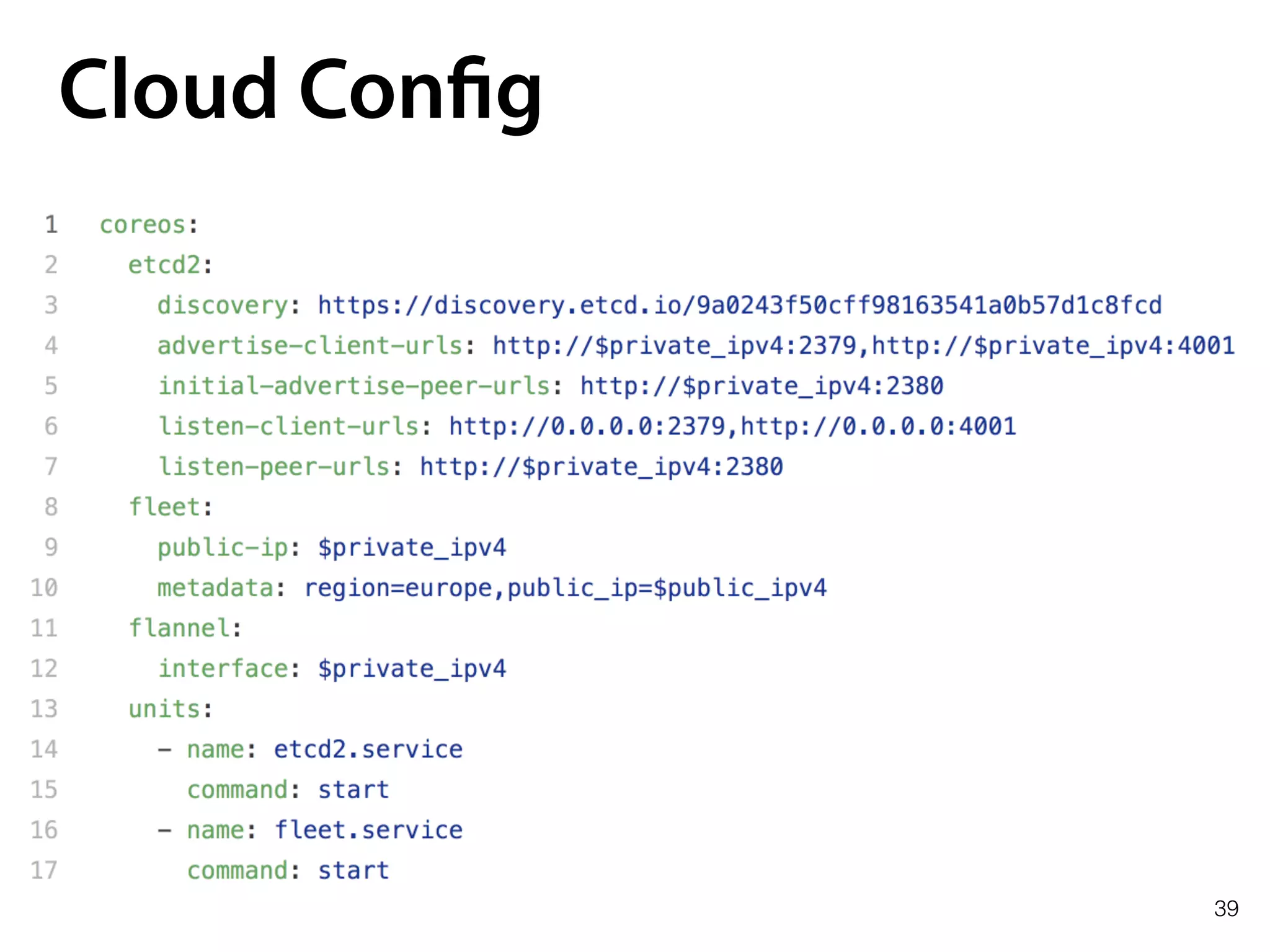 39
Cloud Config
 