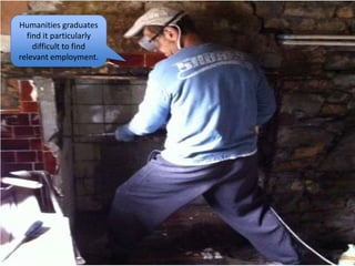 Humanities graduates
find it particularly
difficult to find
relevant employment.
 