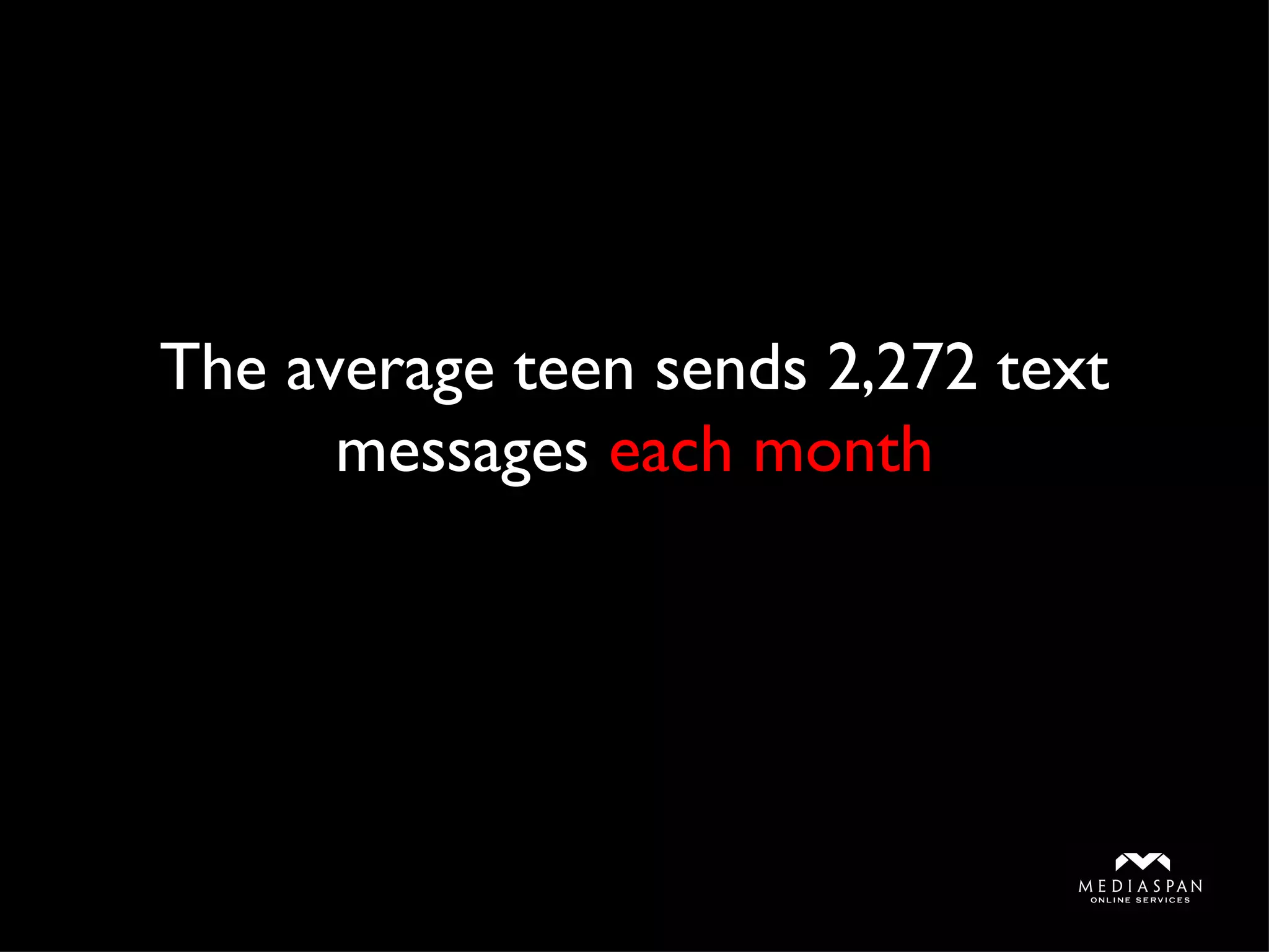 The average teen sends 2,272 text messages  each month 