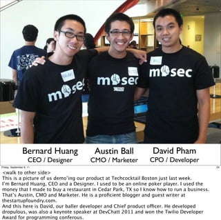 Bernard Huang         Austin Ball             David Pham
                     CEO / Designer   CMO / Marketer          CPO...