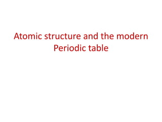 Atomic structure and the modern
Periodic table
 