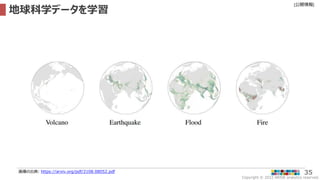Copyright © 2022 ARISE analytics reserved.
[公開情報]
35
地球科学データを学習
画像の出典: https://arxiv.org/pdf/2108.08052.pdf
 
