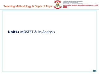 Teaching Methodology & Depth of Topic
Unit1: MOSFET & its Analysis
10
 
