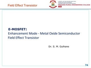 Field Effect Transistor
E-MOSFET:
Enhancement Mode - Metal Oxide Semiconductor
Field Effect Transistor
Dr. S. M. Gulhane
74
 
