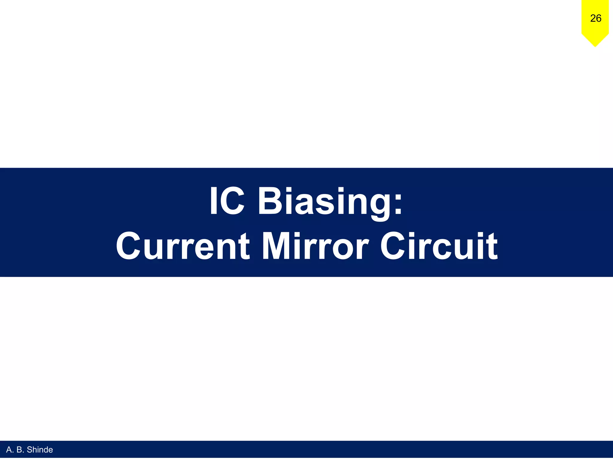 A. B. Shinde
26
IC Biasing:
Current Mirror Circuit
 