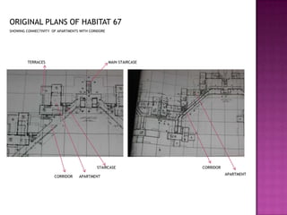 ORIGINAL PLANS OF HABITAT 67
SHOWING CONNECTIVITY OF APARTMENTS WITH CORIDORE

TERRACES

MAIN STAIRCASE

STAIRCASE
CORRIDOR

APARTMENT

CORRIDOR
APARTMENT

 