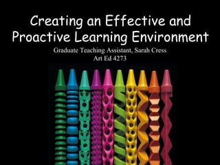 Creating an Effective and
Proactive Learning Environment
Graduate Teaching Assistant, Sarah Cress
Art Ed 4273
 