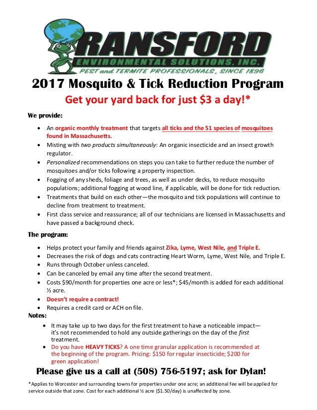 Ransford Pest Mosquito and Tick Reduction Program
