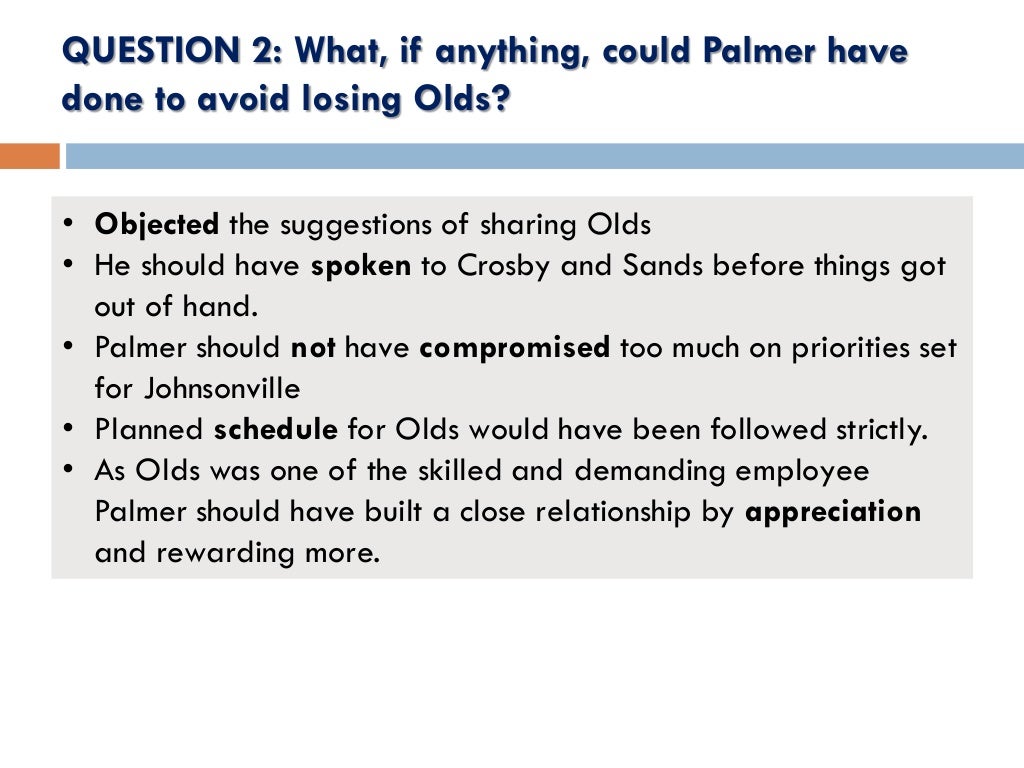 If you were palmer at the end of the case, how would you respond? image