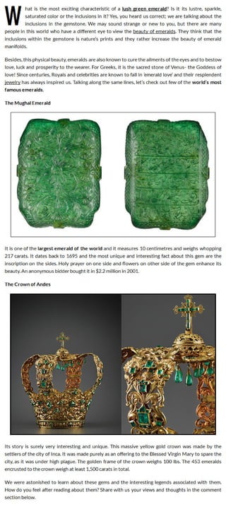 Most Famous Emeralds of the World