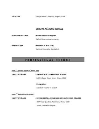 Reflection on field work