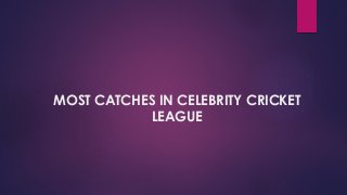 MOST CATCHES IN CELEBRITY CRICKET
LEAGUE
 