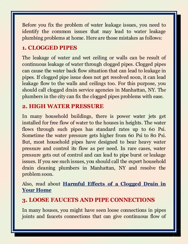 Most Common Causes of Water Leaks in Household Plumbing