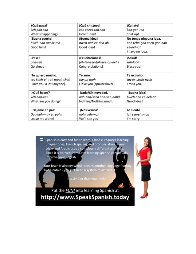 Most Common Spanish Phrases - Beginners Spanish Course | PDF