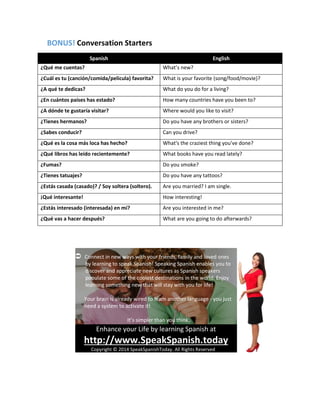 Most Common Spanish Phrases - Beginners Spanish Course | PDF