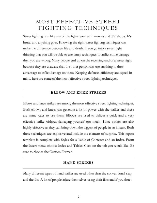 Most effective street fighting techniques