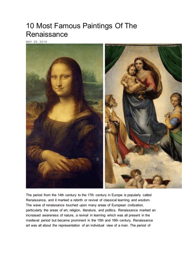 Most famous paintings of the renaissance | PDF