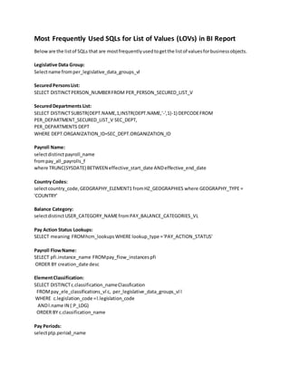 Ls In Sql Most frequently used sq ls for a list of values | DOCX