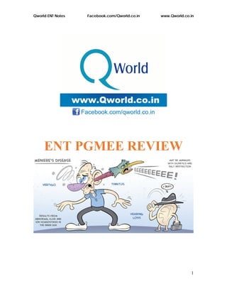 Qworld ENT Notes Facebook.com/Qworld.co.in www.Qworld.co.in
1
ENT PGMEE REVIEW
 