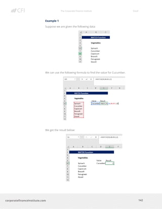 The Corporate Finance Institute Excel
142corporatefinanceinstitute.com
Example 1
Suppose we are given the following data:
We can use the following formula to find the value for Cucumber.
We get the result below:
 