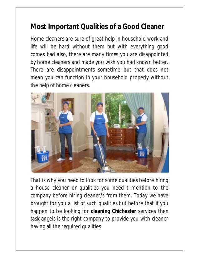 most important qualities of a good cleaner need cleaner