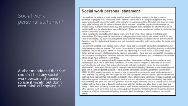 Personal statement social work job application