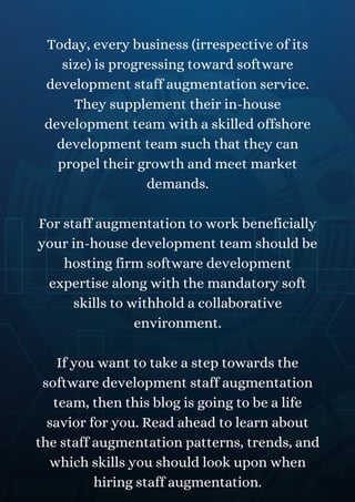 Most in demand skills for software development staff augmentation | PDF