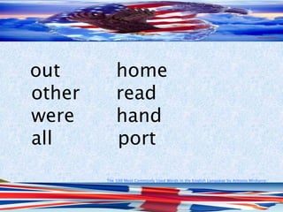 The 500 Most Commonly Used Words in the English Language by Antonio Minharro
out home
other read
were hand
all port
 