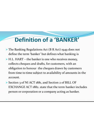 Legal relationship between banker a customer 