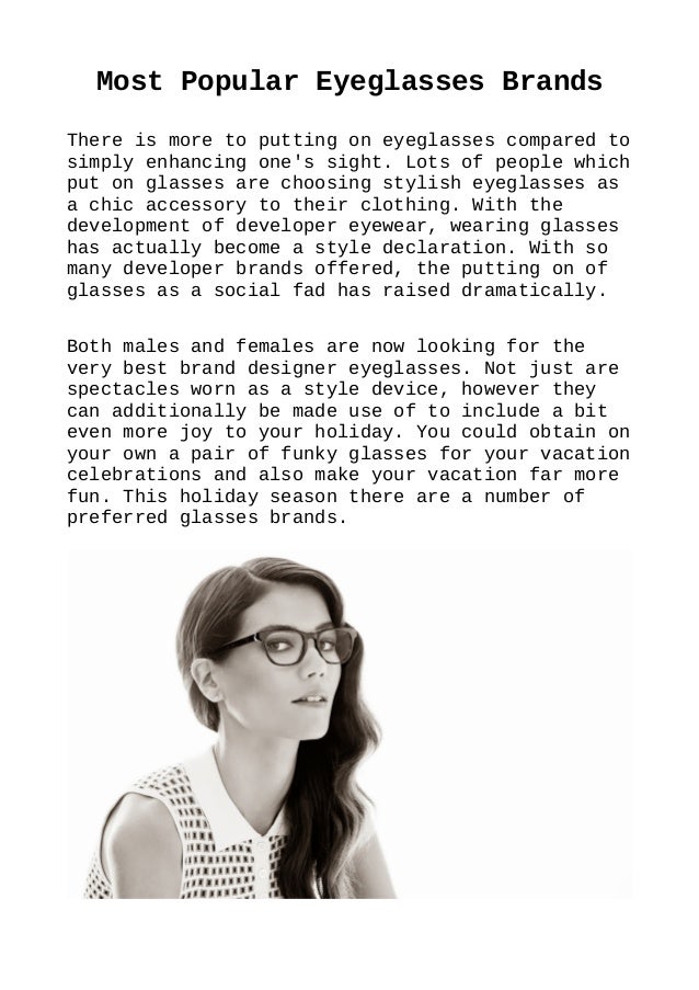Most popular eyeglasses brands