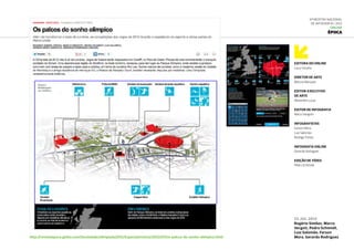 Editora do Online
Liuca Yonaha
Diretor de arte
Marcos Marques
Editor-executivo
de arte
Alexandre Lucas
Editor de infografia
Marco Vergotti
Infografistas
Gerson Mora
Luiz Salomão
Rodrigo Fortes
InfografiA ONLINE
Gerardo Rodrigues
EDIÇÃO DE VÍDEO
Pedro Schimidt
6ª Mostra Nacional
de Infografia | 2012
ONLINE
Época
http://revistaepoca.globo.com/Sociedade/olimpiada2012/Especial/noticia/2012/07/os-palcos-do-sonho-olimpico.html
22.jul.2012
Rogério Simões, Marco
Vergoti, Pedro Schimidt,
Luiz Salomão, Ferson
Mora, Gerardo Rodriguez
 