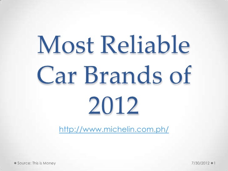 Most reliable car brands of 2012