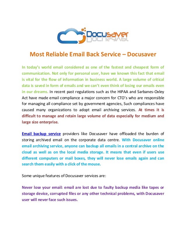 Most Reliable Email Back Service
