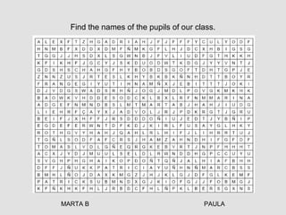 Find the names of the pupils of our class.

MARTA B

PAULA

 