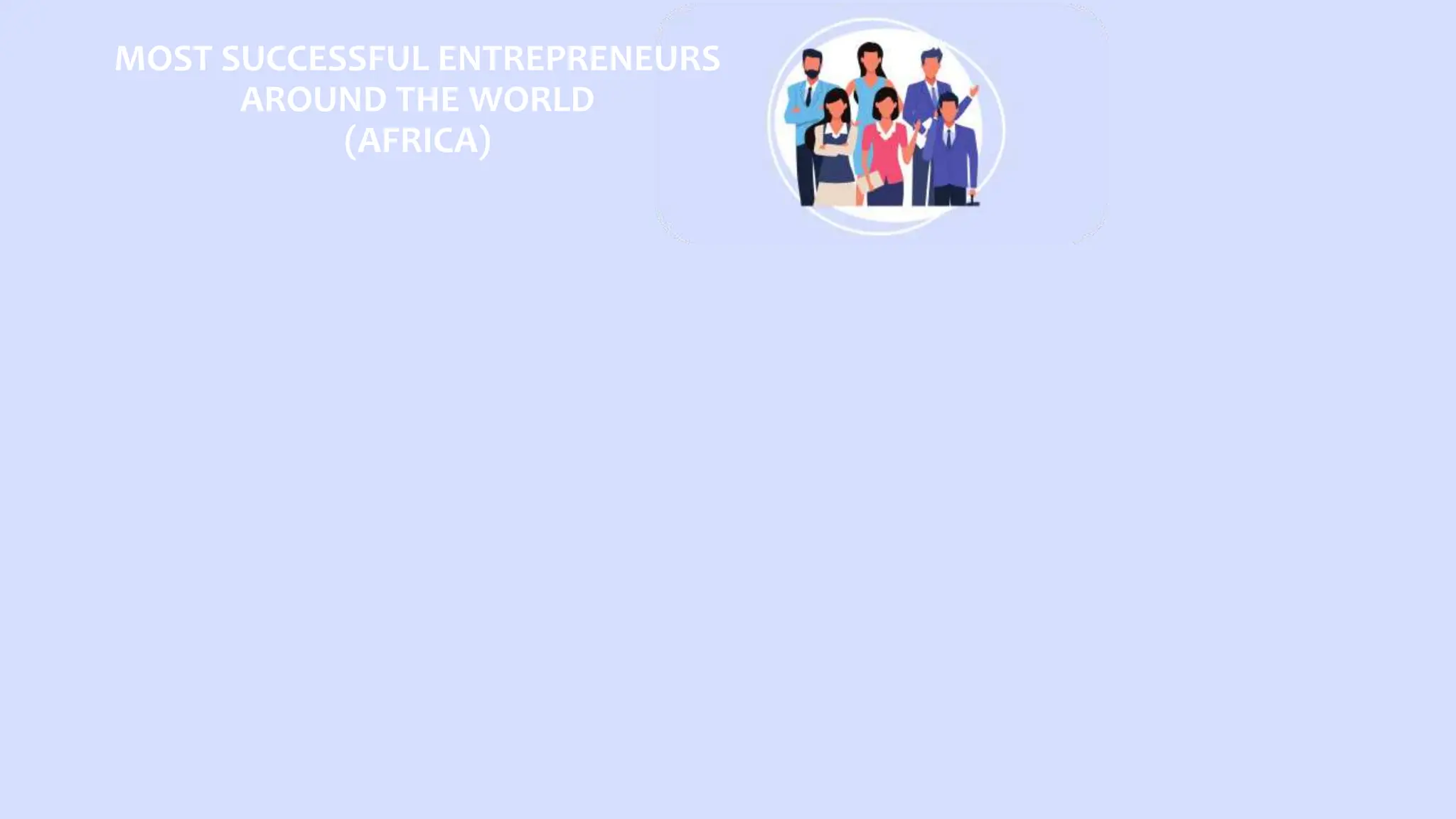 MOST SUCCESSFUL ENTREPRENEURS
AROUND THE WORLD
(AFRICA)
 