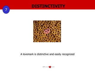 DISTINCTIVITY 7 A lovemark is distinctive and easily recognized 
