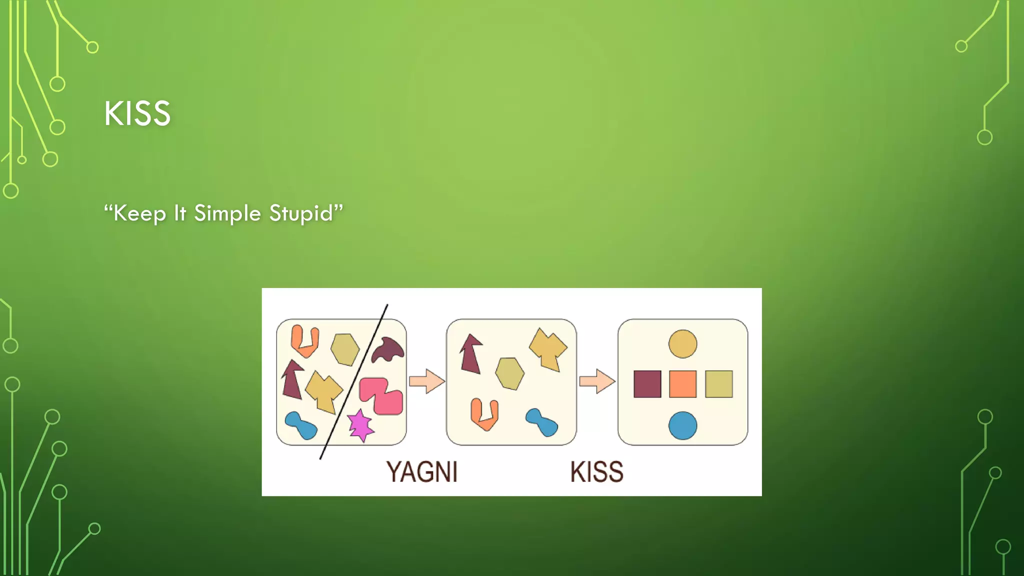 KISS
“Keep It Simple Stupid”
 