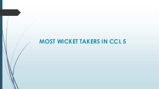 MOST WICKET TAKERS IN CCL 5
 