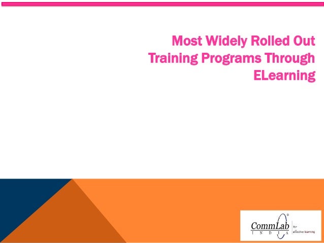 Most Widely Rolled Out
Training Programs Through
ELearning
 
