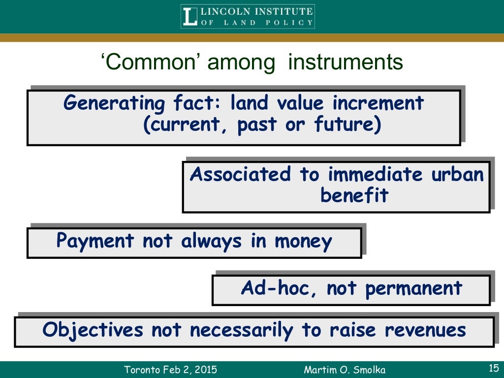 Value Capture A Land Based Tool to Finance Urban Development