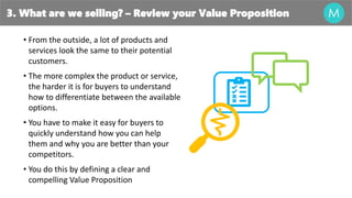 3. What are we selling? – Review your Value Proposition
• From the outside, a lot of products and
services look the same t...