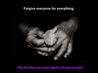 Forgive everyone for everything. Hãy tha thứ cho mọi người về mọi chuyện. 