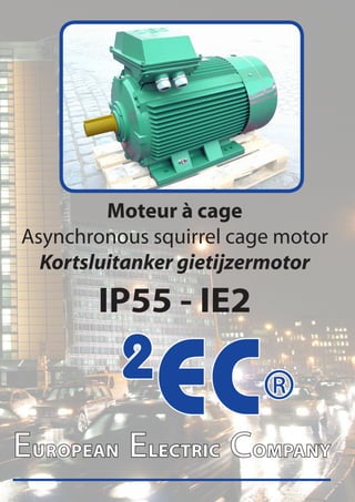 Moteur à cage
Asynchronous squirrel cage motor
  Kortsluitanker gietijzermotor

        IP55 - IE2
          2
             EC®
EUROPEAN ELECTRIC COMPANY
 