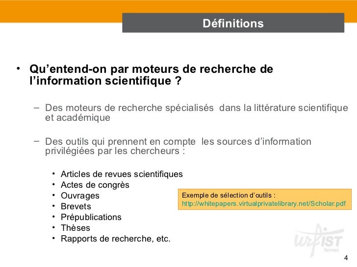 Les moteurs de recherche scientifique