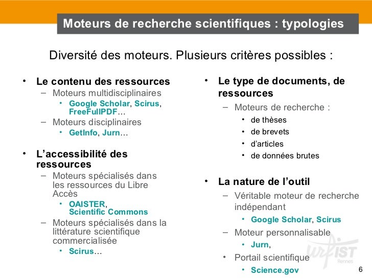 Les moteurs de recherche scientifique