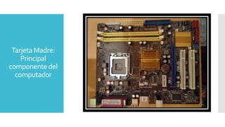 Tarjeta Madre:
Principal
componente del
computador
 