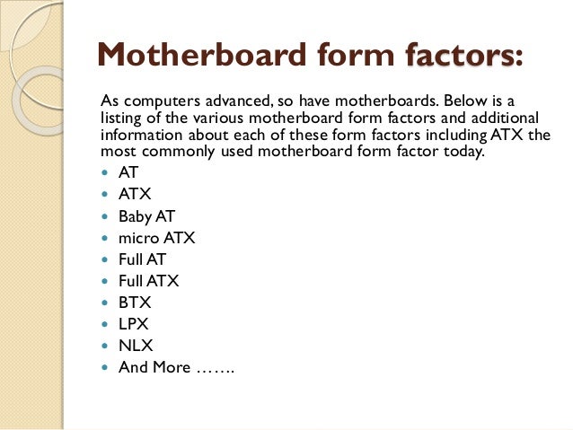 motherboard motherboard form factors