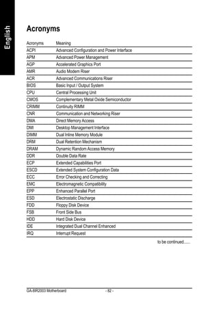 Motherboard manual ga-8ir2003(rev2.0)_e | PDF