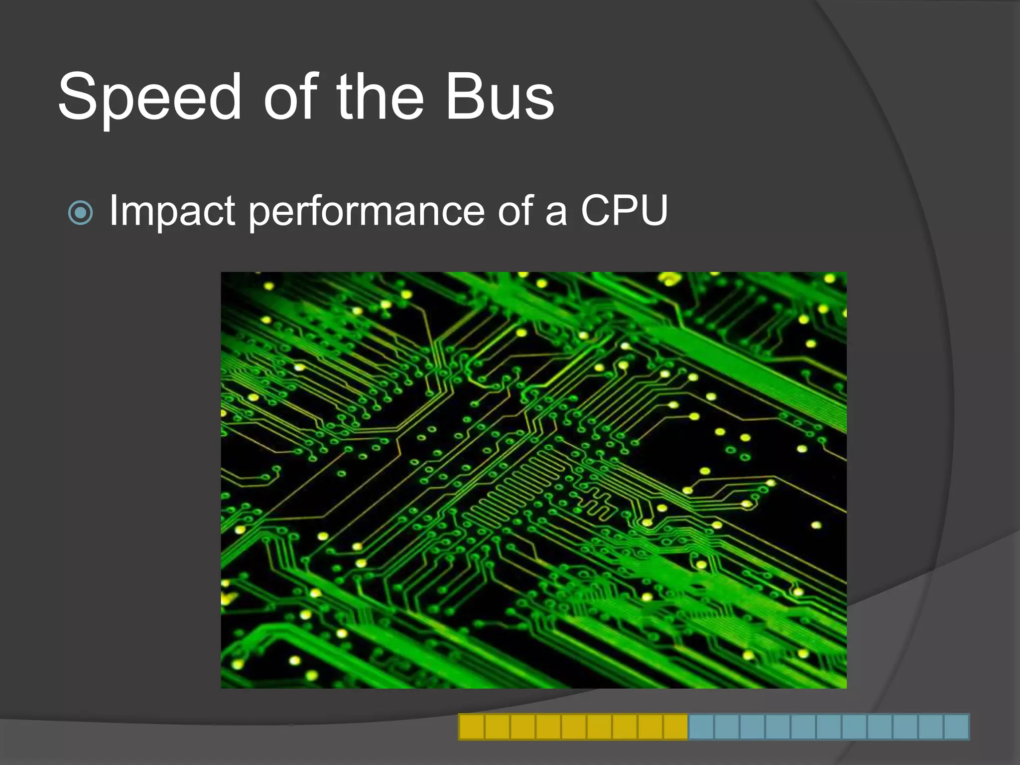 Speed of the Bus
 Impact performance of a CPU
 